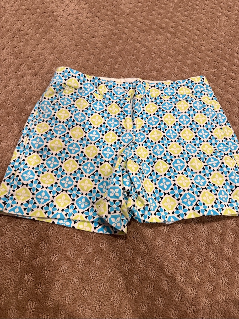 crown & ivy Blue and Lime Geometric Hybrid Shorts